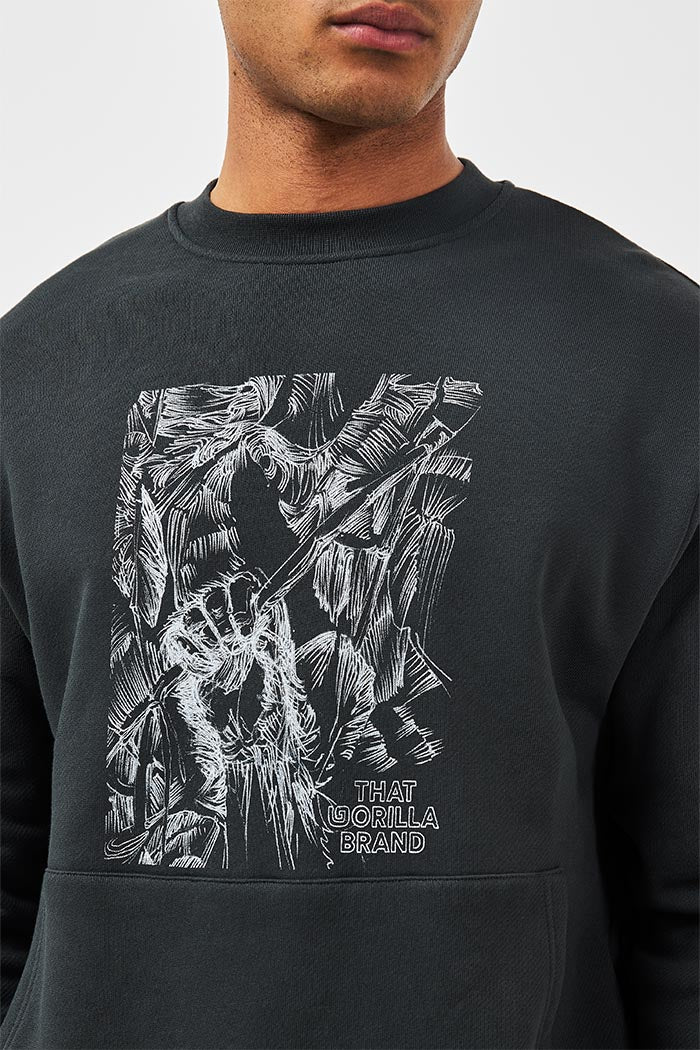 GORILLA HAND ETCHING KANGA SWEATSHIRT - BLACK - THAT GORILLA BRAND