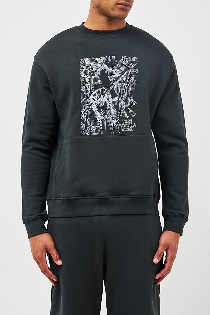 GORILLA HAND ETCHING KANGA SWEATSHIRT - BLACK - THAT GORILLA BRAND