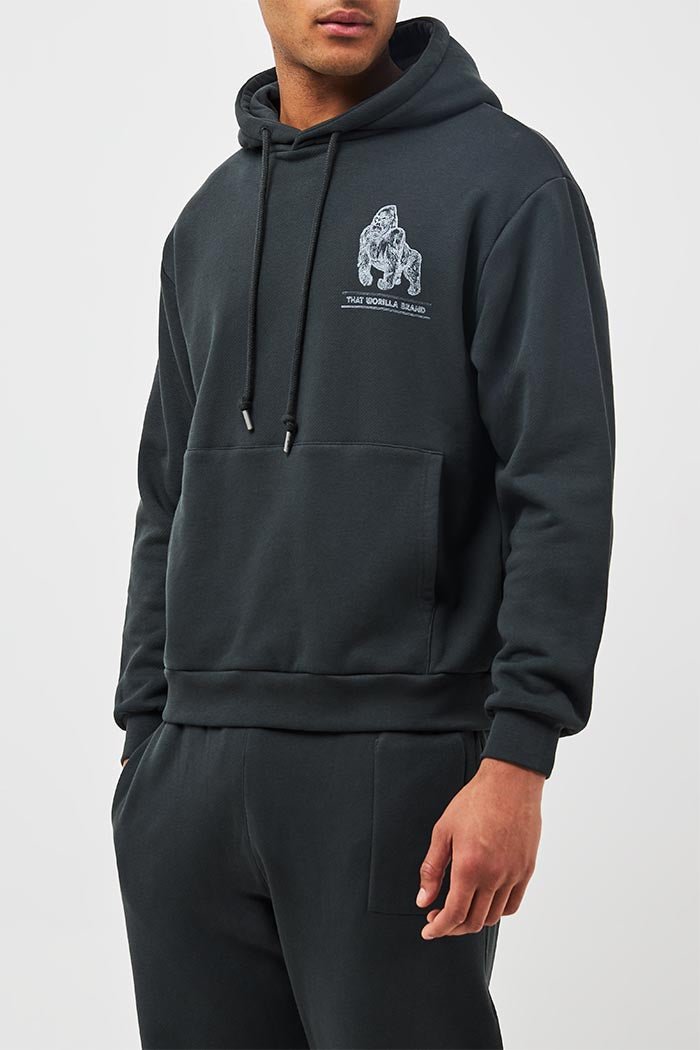 GORILLA LOGO ETCHING HOODY - BLACK - THAT GORILLA BRAND