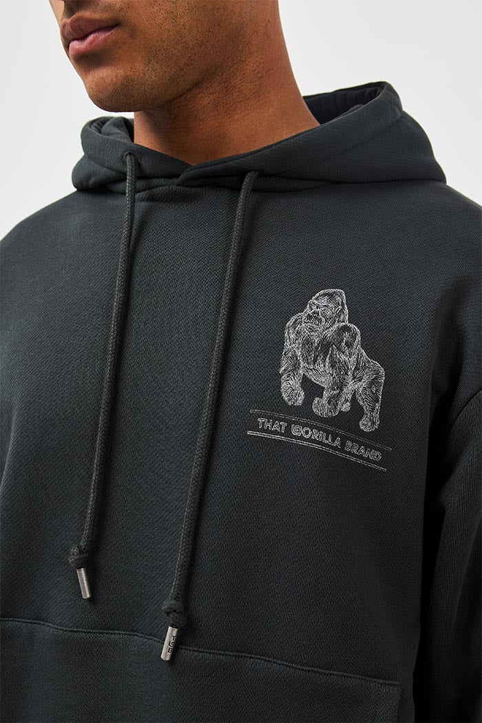 GORILLA LOGO ETCHING HOODY - BLACK - THAT GORILLA BRAND